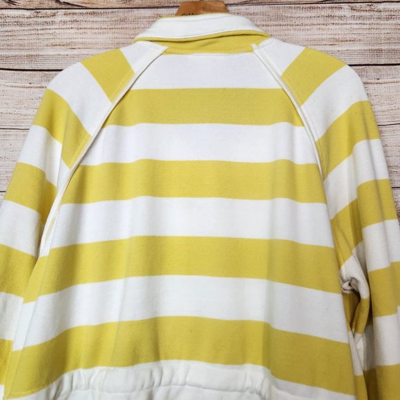 Anthropologie Maeve Elmira Yellow White Striped Jacket Sweater Size Small Pocket - Picture 14 of 16